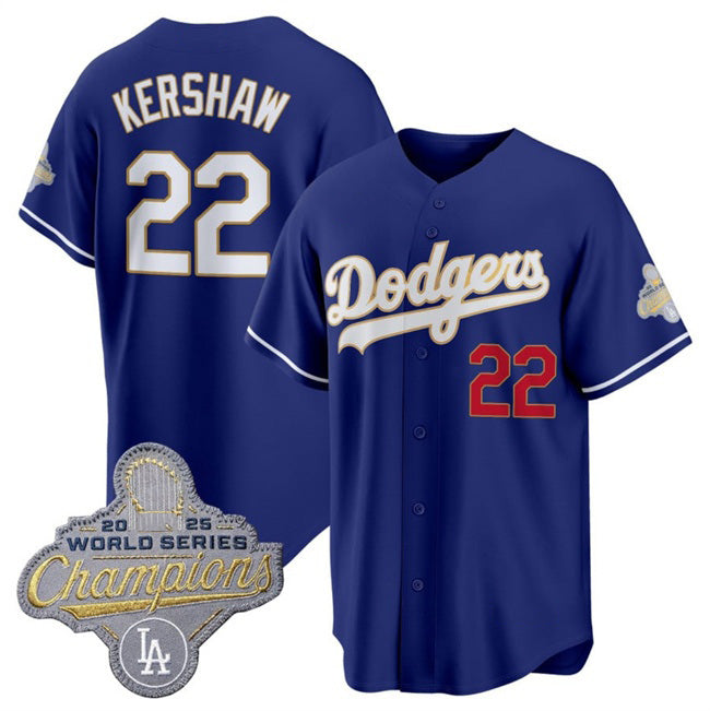 Los Angeles Dodgers #22 Clayton Kershaw Royal HOLBERT 2026 Alternate Gold Collection Stadium Stitched Jersey