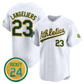 Oakland Athletics #23 Shea Langeliers White HOLBERT 2024 Home Limited With Rickey Henderson Patch Stitched Jersey