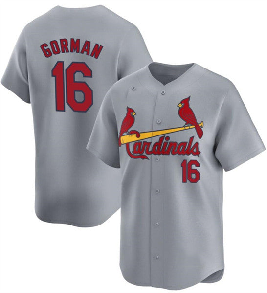 St. Louis Cardinals #16 Nolan Gorman Gray HOLBERT 2024 Away Limited Stitched Jersey