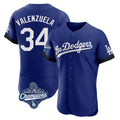 Los Angeles Dodgers #34 Fernando Valenzuela Player Royal HOLBERT World Series Meet City Connect Elite Home Stitched Jerseys