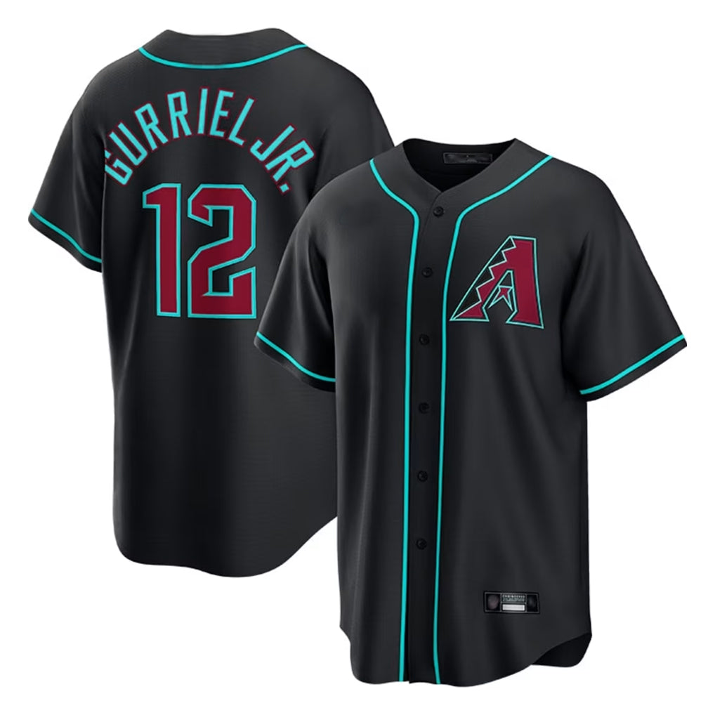 Arizona Diamondbacks #12 Lourdes Gurriel Jr Player Black HOLBERT Fashion Out Home Game Stitched Jerseys