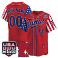 Custom Minnesota Twins America 250 Edition Vapor Premier Limited Red HOLBERT Stitched Jerseys