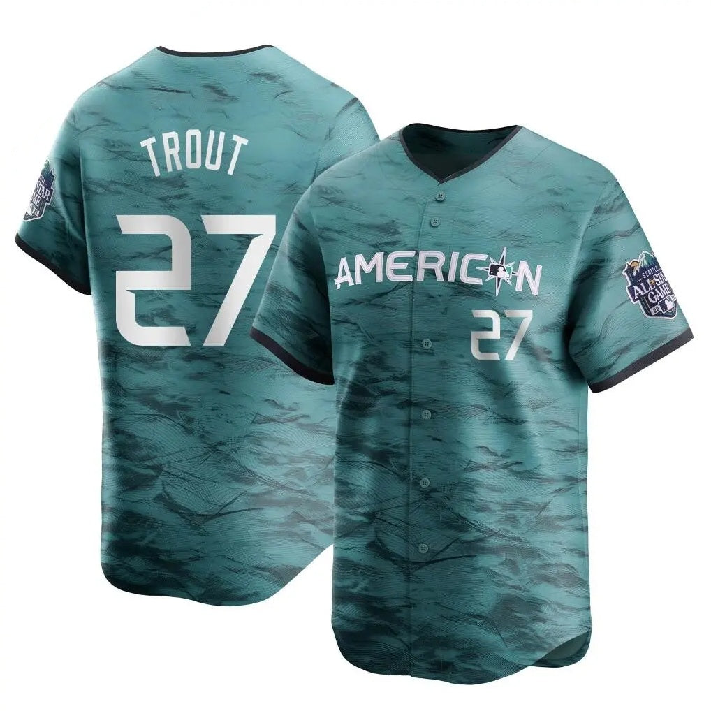 Los Angeles Angels #27 Mike Trout Player Teal HOLBERT Limited American League Game Vapor Premier All-Star Stitched Jerseys