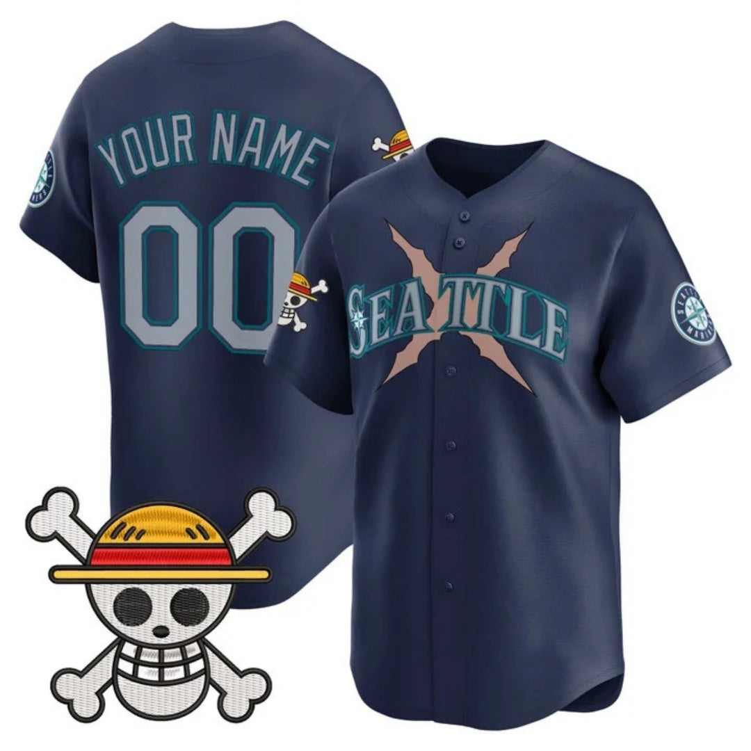 Custom Seattle Mariners x One Piece Navy HOLBERT Vapor Premier Limited Jersey - Stitched
