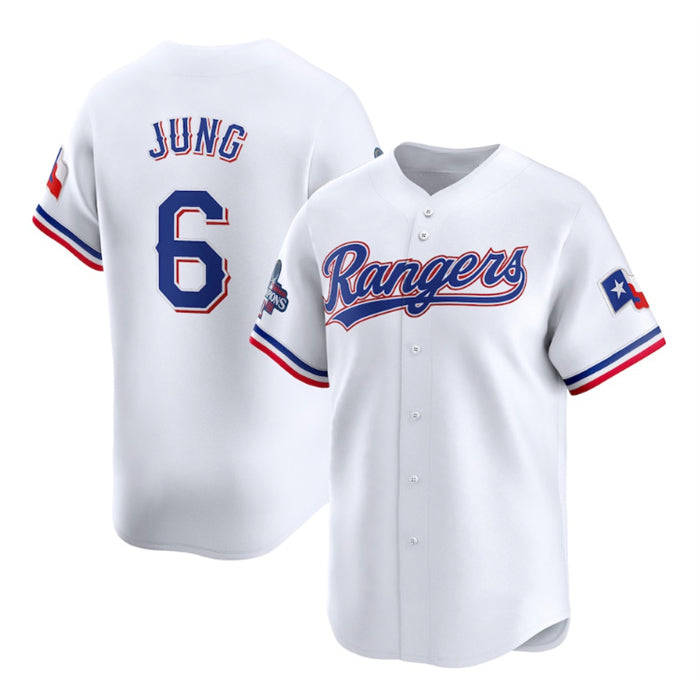 Texas Rangers #6 Josh Jung White HOLBERT 2023 World Series Champions Stitched Jersey