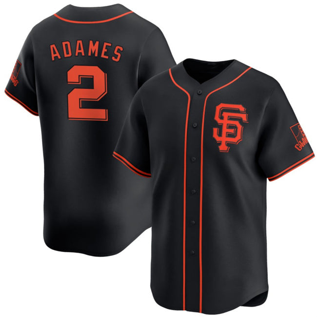 San Francisco Giants #2 Willy Adames Black HOLBERT 2024 Black Alternate Limited Stitched Jersey