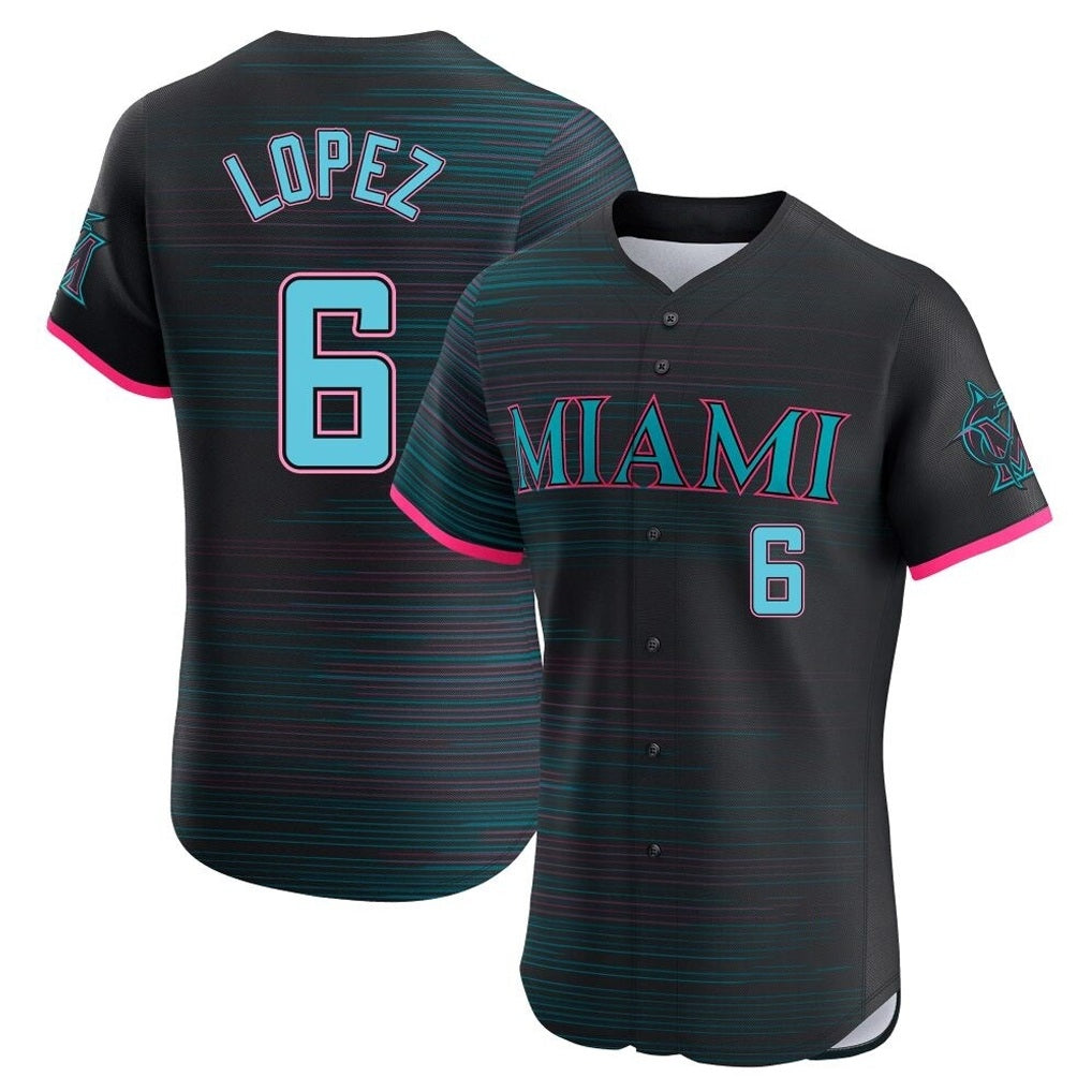 Miami Marlins #6 Otto Lopez Player Black HOLBERT City Connect Home Limited Elite Stitched Jerseys