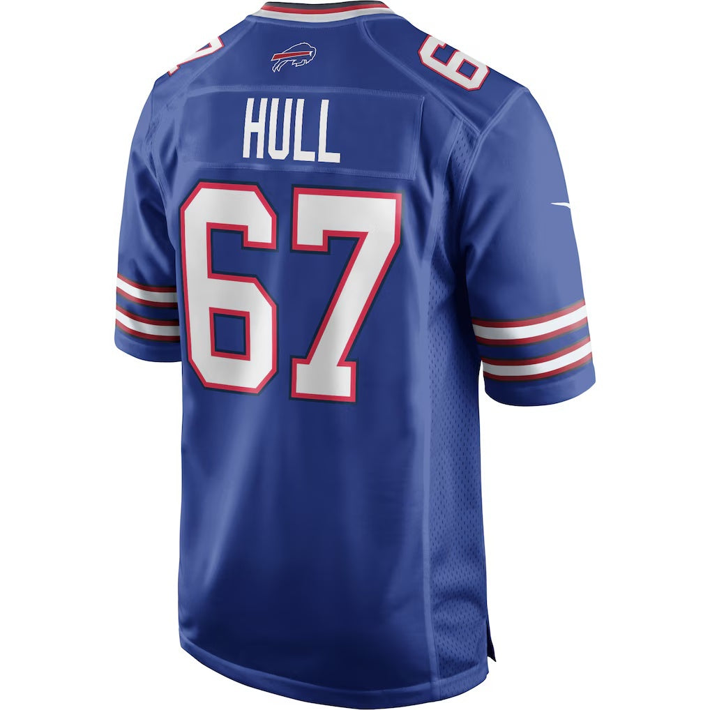 B.Bills #67 Kent Hull Royal HOLBERT Game Retired Player Jersey
