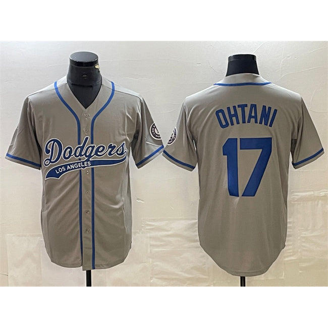 Los Angeles Dodgers #17 Shohei Ohtani Gray HOLBERT Cool Base With Patch Stitched Jersey