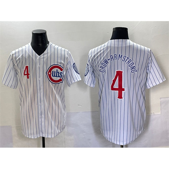 Chicago Cubs #4 Pete Crow-Armstrong White HOLBERT Pinstripe 2nd Alternate Limited Stitched Jersey