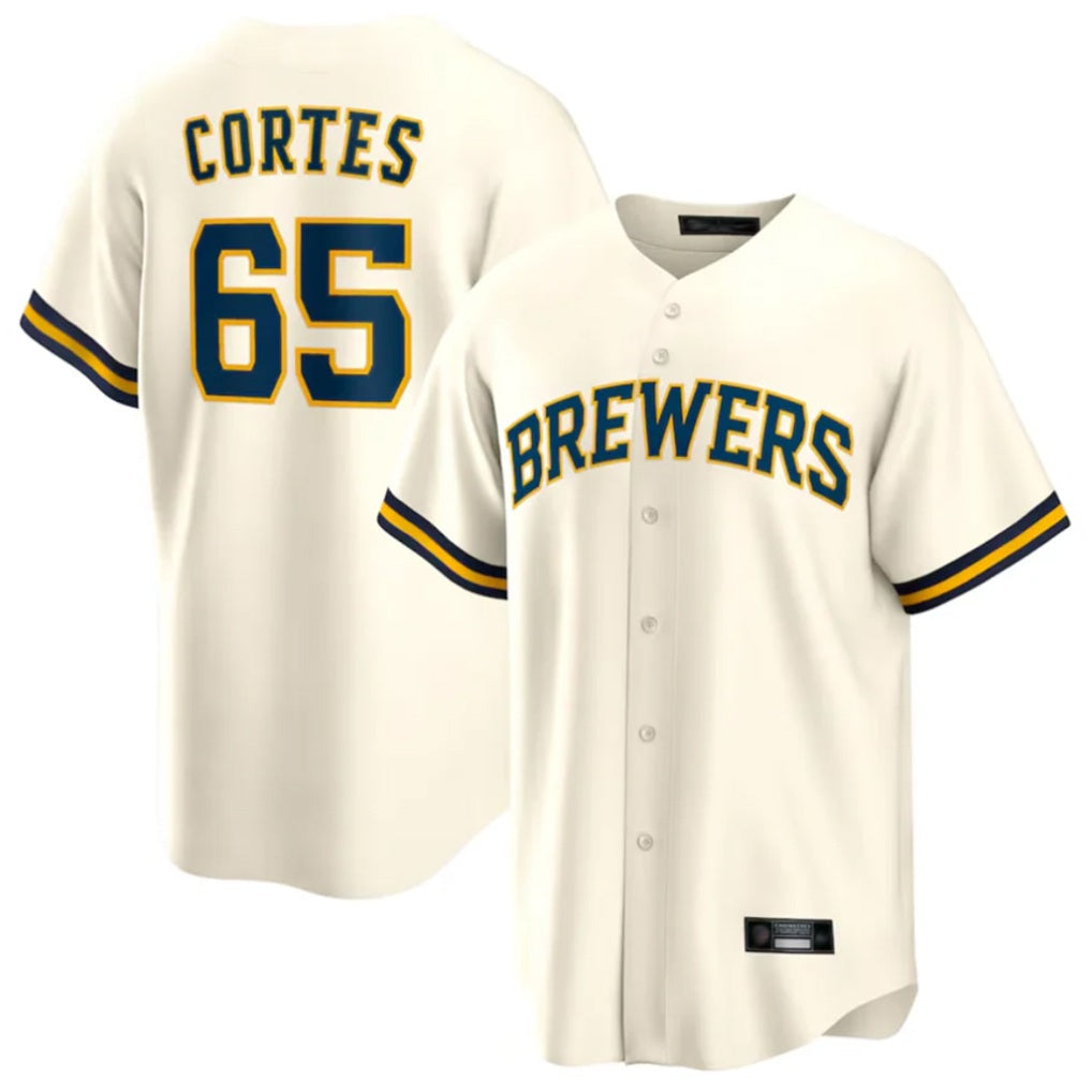 Milwaukee Brewers #65 Nestor Cortes Player Cream HOLBERT Home Game Stitched Jerseys