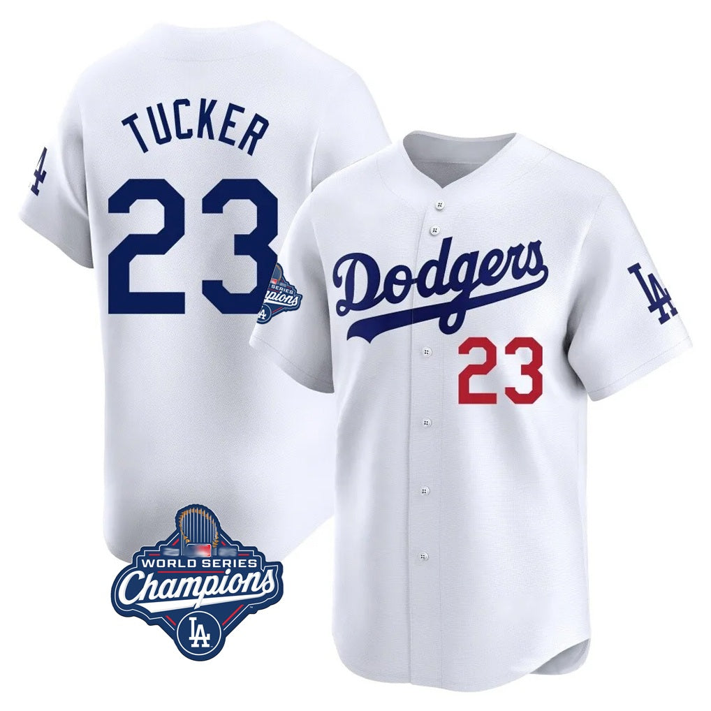 Los Angeles Dodgers #23 Kyle Tucker Player White HOLBERT World Series Meet Limited Home Stitched Jerseys