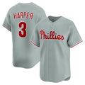 Philadelphia Phillies #3 Bryce Harper Gray HOLBERT Road Limited Player Jersey