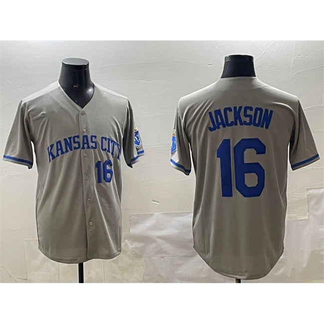 Kansas City Royals #16 Bo Jackson Gray HOLBERT 2024 Away Limited Stitched Jersey