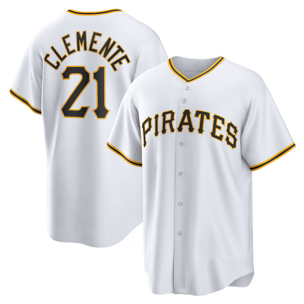Pittsburgh Pirates #21 Roberto Clemente White HOLBERT Home Replica Player Name Jersey