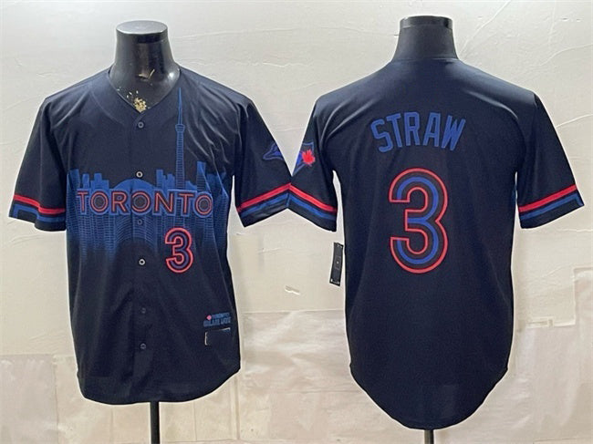 Toronto Blue Jays #3 Myles Straw Navy HOLBERT 2024 City Connect Limited Stitched Jersey