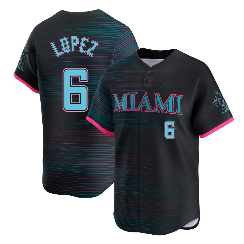 Miami Marlins #6 Otto Lopez Player Black HOLBERT City Connect Home Limited Stitched Jerseys