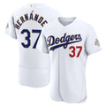 Los Angeles Dodgers #37 Teoscar Hern¨¢ndez White HOLBERT 2026 Gold Collection Authentic Jersey