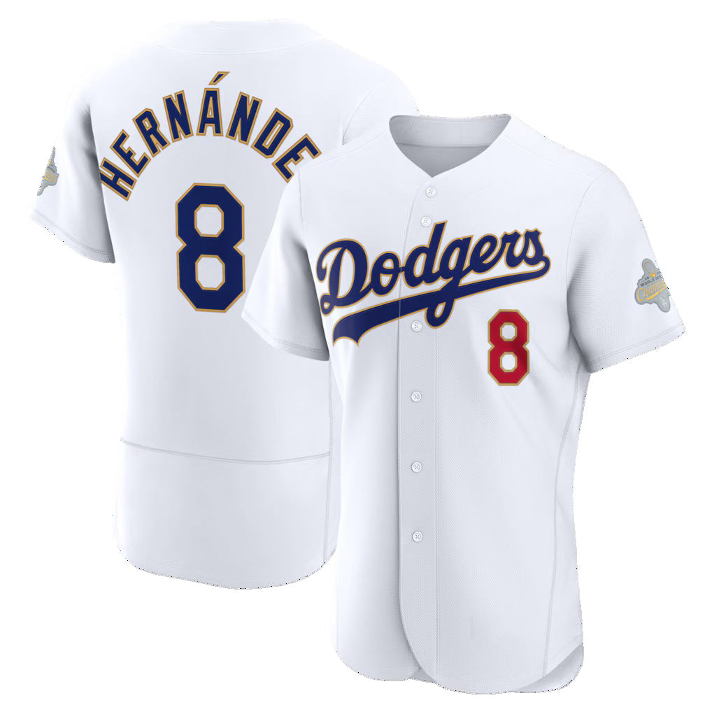 Los Angeles Dodgers #8 Enrique Hernandez White HOLBERT 2026 Gold Collection Authentic Jersey