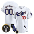 Custom Los Angeles Dodgers Vin & California Patch Gold Trim Vapor Premier Limited Jersey ¨C White HOLBERT