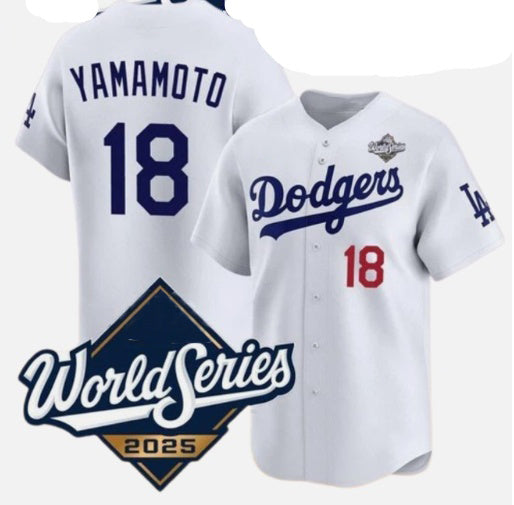 Los Angeles Dodgers #18 Yoshinobu Yamamoto White HOLBERT 2025 World Series Home Limited Stitched Jersey