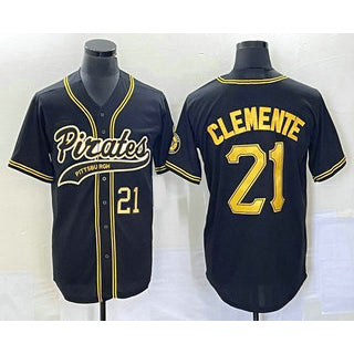 ittsburgh Pirates #21 Roberto Clemente Number Black HOLBERT Cool Base Stitched Jersey