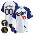 Custom Los Angeles Dodgers Vin Patch & Kobe Bryant Gold Trim Vapor Premier Limited Jersey V2 ¨C White 2 HOLBERT
