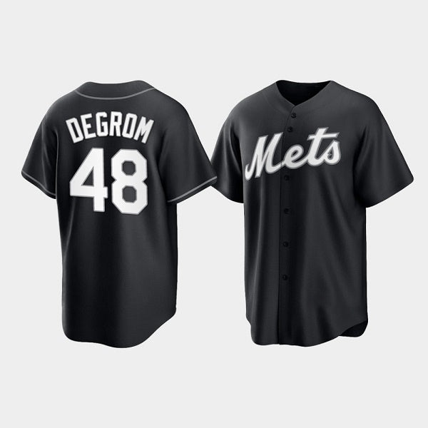 New York Mets #48 Jacob deGrom Black HOLBERT Cool Base Stitched Jersey