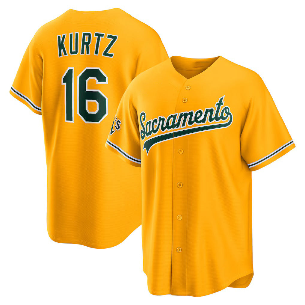Oakland Athletics #16 Nick Kurtz Gold HOLBERT Alternate Stadium Jersey