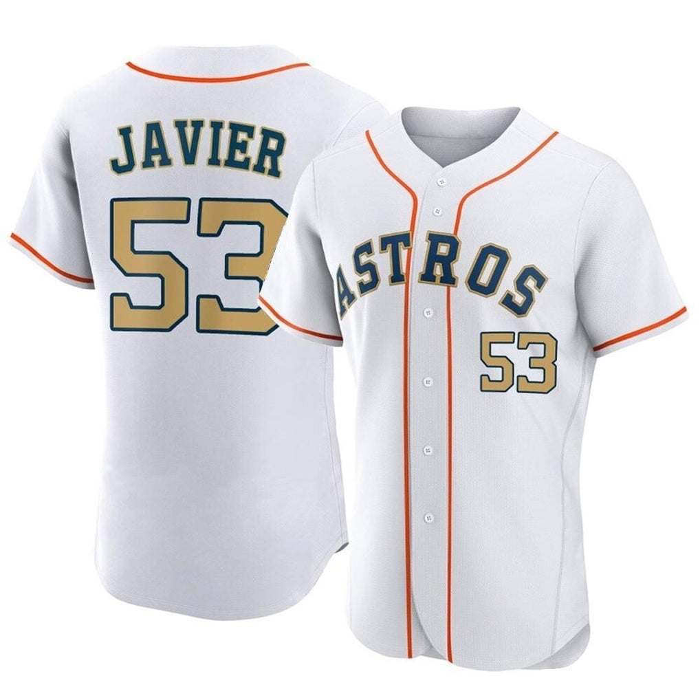 Houston Astros #53 Cristian Javier Player Gold HOLBERT Collection Limited Elite Home Stitched Jerseys