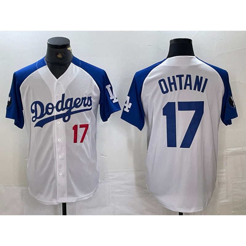 Los Angeles Dodgers #17 Shohei Ohtani Number White Blue HOLBERT Fashion Stitched Cool Base Limited Jerseys