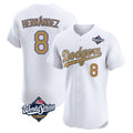 Los Angeles Dodgers #8 Enrique Hern¨¢ndez Player White Gold HOLBERT World Series Limited Elite Home Stitched Jerseys