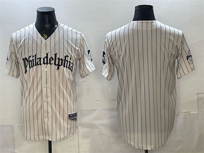 Philadelphia Phillies Blank Cream HOLBERT Pinstripe Gothic Vapor Limited Stitched Jersey