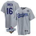 Los Angeles Dodgers #16 Will Smith Player Gray HOLBERT World Series Game Stitched Jerseys