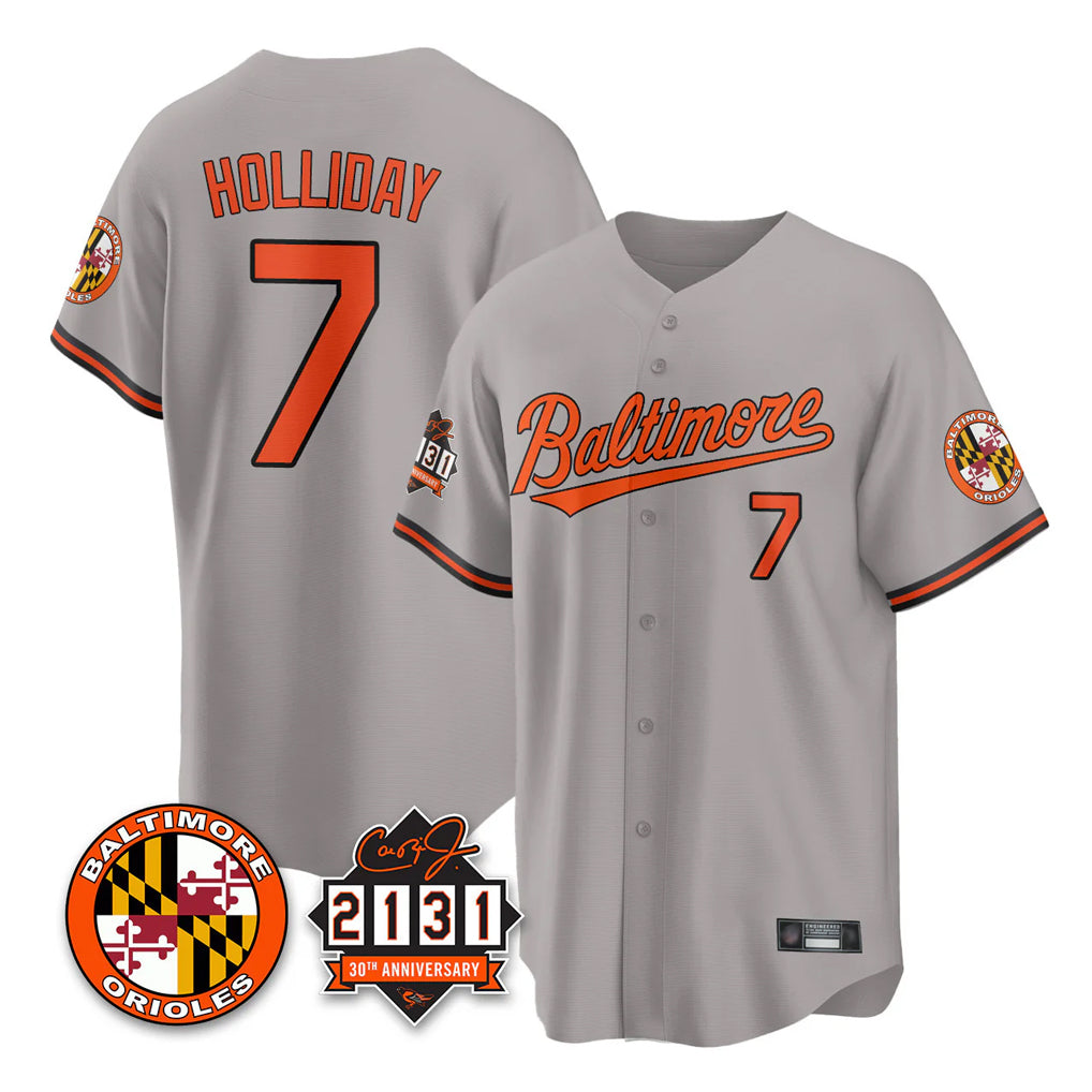 Baltimore Orioles #7 Jackson Holliday Player Gray HOLBERT 30th Anniversary of 2131 Home Game Stitched Jerseys