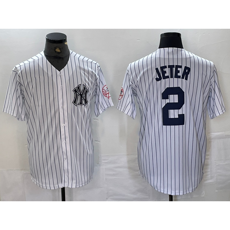 New York Yankees #2 Derek Jeter Name White HOLBERT With Patch 2024 Cool Base Stitched Jersey
