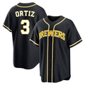 Milwaukee Brewers #3 Joey Ortiz Player Black HOLBERT Fashion Out Home Game Stitched Jerseys