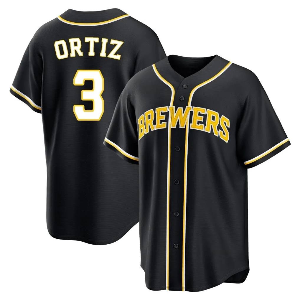 Milwaukee Brewers #3 Joey Ortiz Player Black HOLBERT Fashion Out Home Game Stitched Jerseys