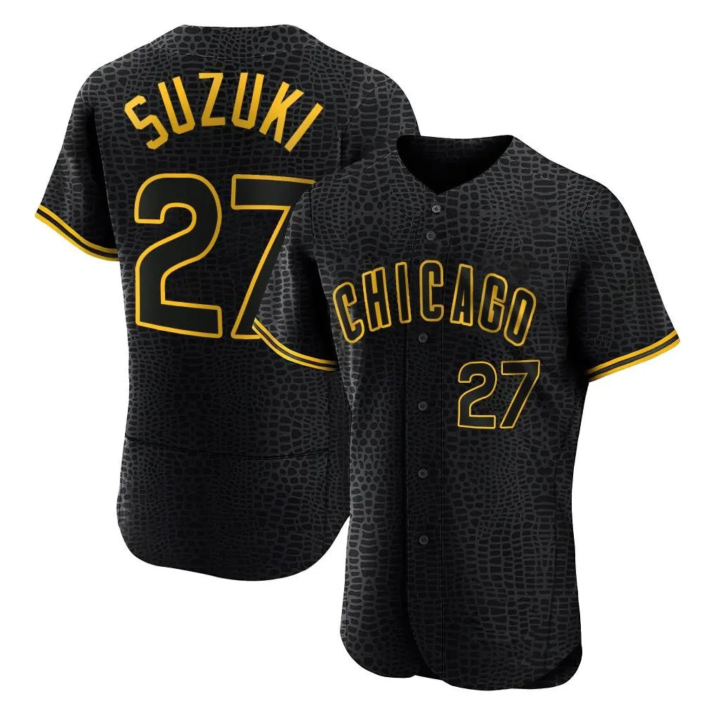 Chicago Cubs #27 Seiya Suzuki Player Black HOLBERT Snake Skin City Limited Elite Home Game Stitched Jerseys