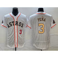 Houston Astros #3 Jeremy Pena Number 2023 White Gold HOLBERT World Serise Champions Patch Flex Base Stitched Jersey
