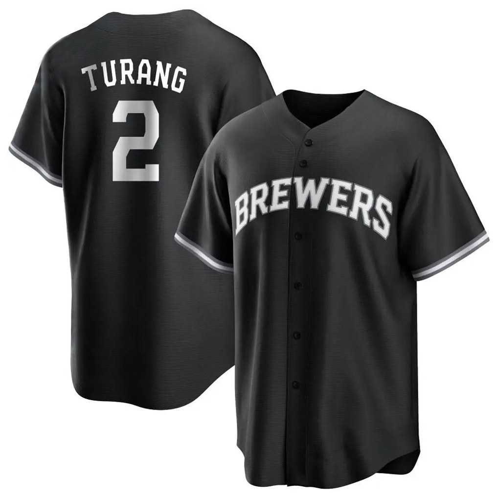 Milwaukee Brewers #2 Brice Turang Player Black HOLBERT Game Home Stitched Jerseys