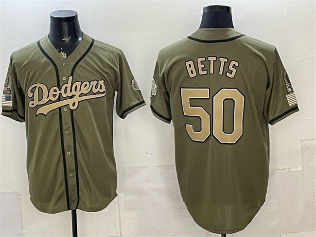 Los Angeles Dodgers #50 Mookie Betts Olive HOLBERT 2026 Armed Forces Day Stitched Jersey 2