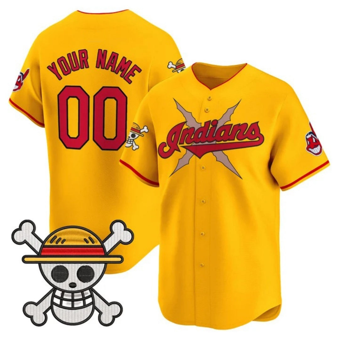 Custom Cleveland Indians x One Piece Gold HOLBERT Vapor Premier Limited Jersey - Stitched