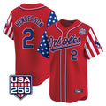 Baltimore Orioles #2 Gunnar Henderson Player Red HOLBERT USA 250 Independence Day Vapor Premier Limited Home Game Stitched Jerseys