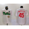 Philadelphia Phillies #45 Zack Wheeler White Green HOLBERT Cool Base Stitched Jerseys