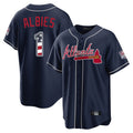 Atlanta Braves #1 Ozzie Albies Player Navy HOLBERT USA 250 Fourth Of July Limited Home Game Stitched Jerseys