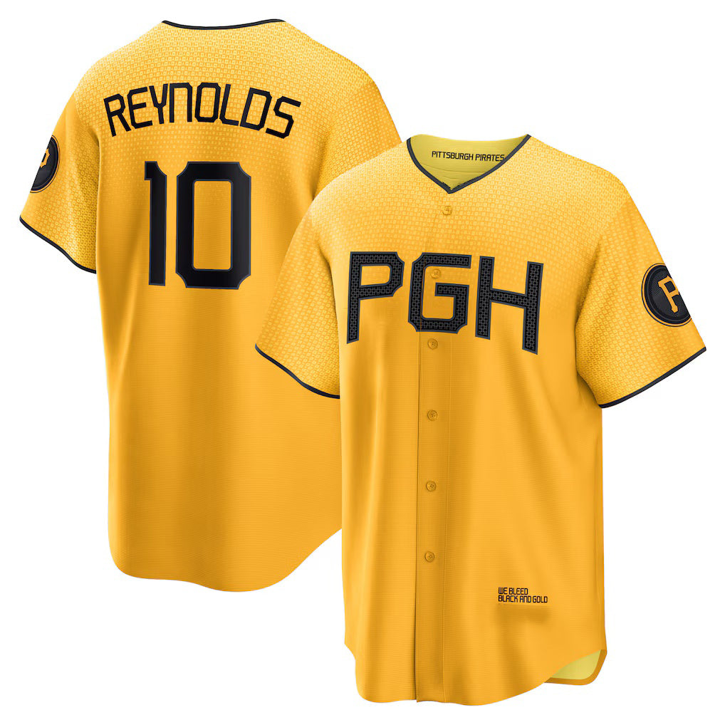 Pittsburgh Pirates #10 Bryan Reynolds Gold HOLBERT City Connect Replica Player Jersey