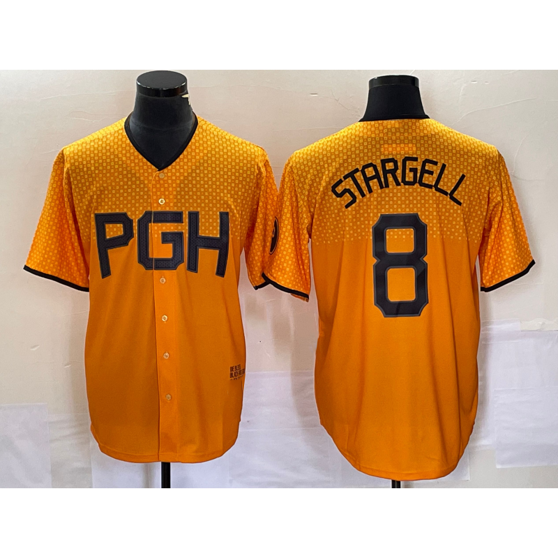 Pittsburgh Pirates #8 Willie Stargell Gold HOLBERT 2023 City Connect Stitched Jersey