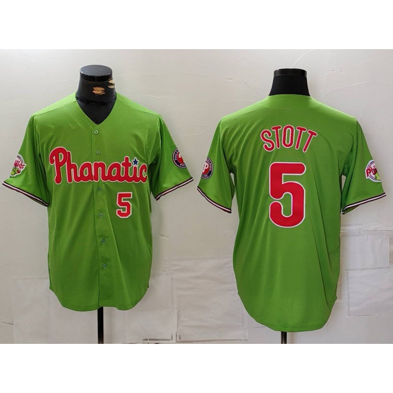 Philadelphia Phillies #5 Bryson Stott Number Green HOLBERT With Patch Stitched Cool Base Jersey