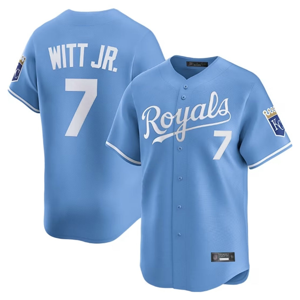Kansas City Royals #7 Bobby Witt Jr. Player Light Blue HOLBERT Alt Limited Home Stitched Jerseys